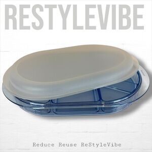 TUPPERWARE Tray Large Lid Serving Storage Veggie Removable Sections VINTAGE 80s